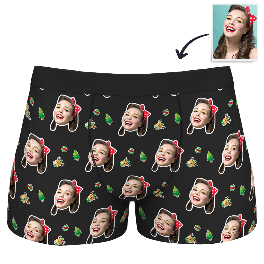 Custom Face Men's Christmas Underwear Face On Body Boxers