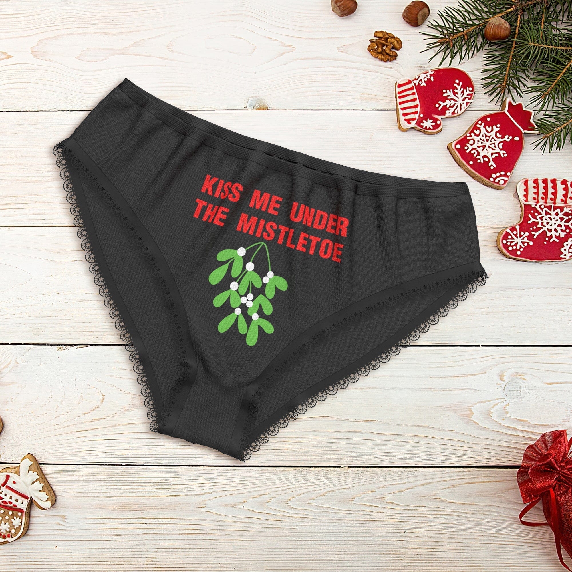 Women's Briefs Kiss Me Under the Mistletoe Christmas Underwear Gift fo
