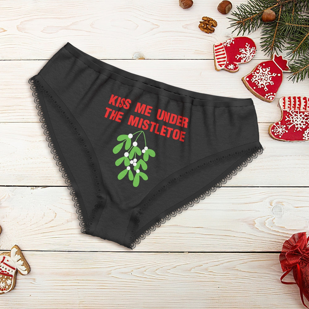  Kiss Me Under The Mistletoe Christmas Couples Underwear, Funny  Christmas Underwear, His and Hers, Christmas Boxer Briefs & Panties (L,  Bikini, Black) : Handmade Products